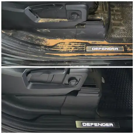 Avant / après d'un nettoyage réalisé à domicile par Dôme Auto Clean