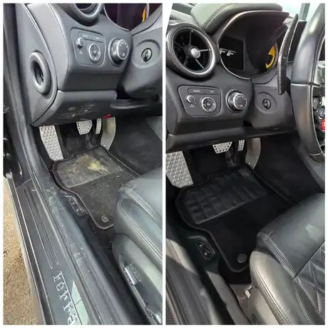 Avant / après d'un nettoyage réalisé à domicile par Dôme Auto Clean