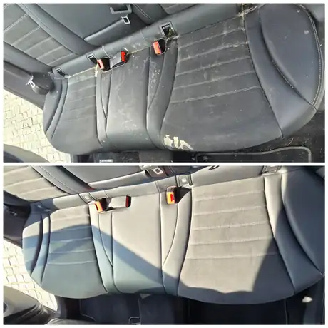 Avant / après d'un nettoyage réalisé à domicile par Dôme Auto Clean
