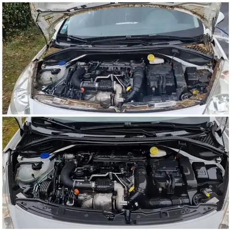 Avant / après d'un nettoyage réalisé à domicile par Dôme Auto Clean