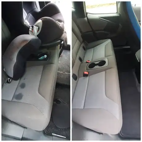 Avant / après d'un nettoyage réalisé à domicile par Dôme Auto Clean
